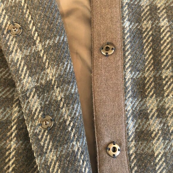 Talbot's Size 6 Blue/Gray Plaid Wool Blend Fully Lined Snap-Up Jacket - Picture 12 of 15